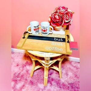 Serving Tray Wooden With Handles “BUT COFFEE FIRST” NWT!!!!